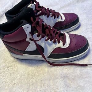 Nike Burgundy and White High-Top Sneakers